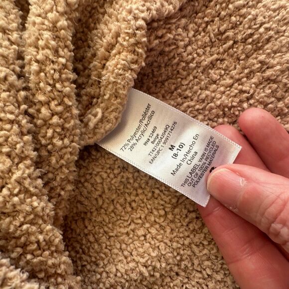 Time & Tru Women Sherpa Quarter Zip Sweater M Snowflake Nordic Tan Teddy Fleece - Picture 5 of 5